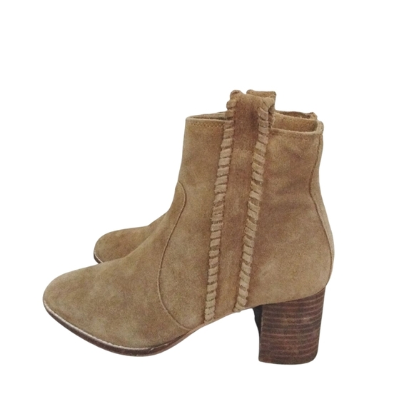 Coconuts by Matisse Tan Suede Ankle Boots Block Heel Booties Size 7.5 - Picture 4 of 9